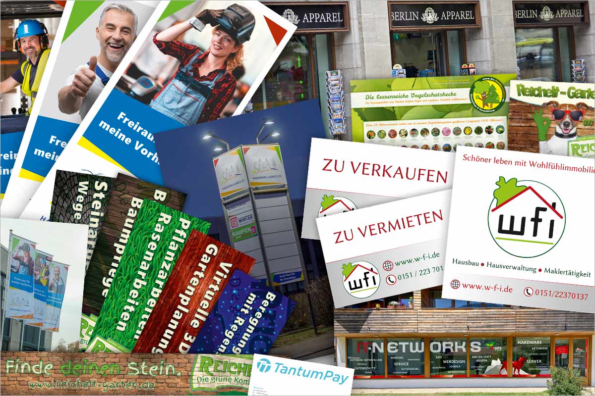 Firmenschilder + Werbebanner der Werbeagentur und Kreativagentur für den Kanton Thurgau